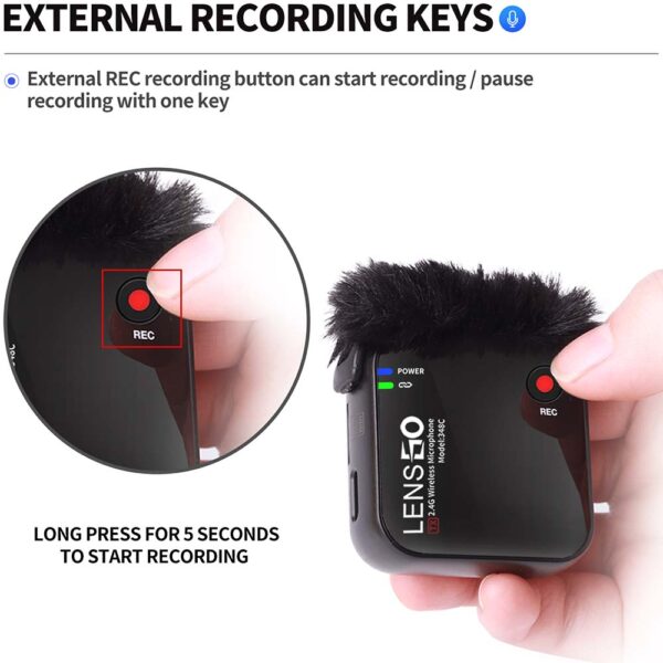 میکروفن بی سیم دوتایی لنزگو Lensgo 348C 2.4G 1v2 Wireless Microphone - تصویر 3