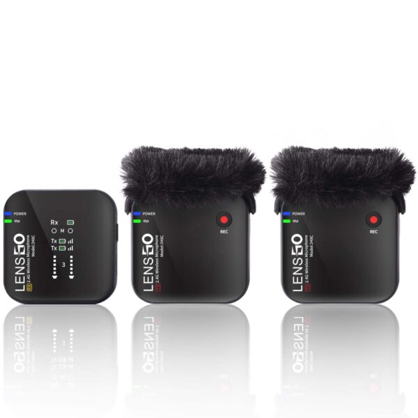 میکروفن بی سیم دوتایی لنزگو Lensgo 348C 2.4G 1v2 Wireless Microphone - تصویر 1